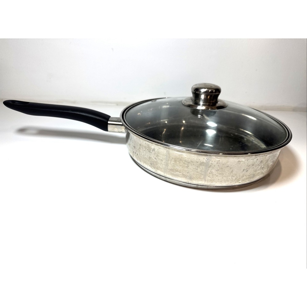 Professional Quality Stainless Steel Sautee Fry Pan 10in  Costco Disc glass lid
